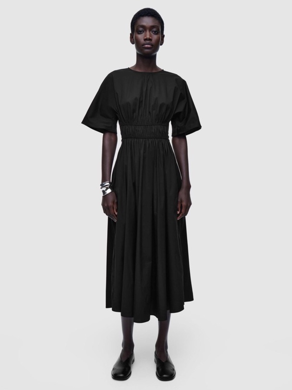 COS gathered open back midi dress